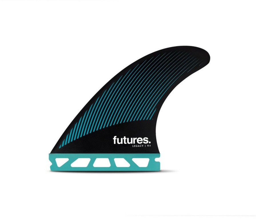 Surf * | Unique Future Fins R4 Legacy Thruster Fin Set Teal-Black S