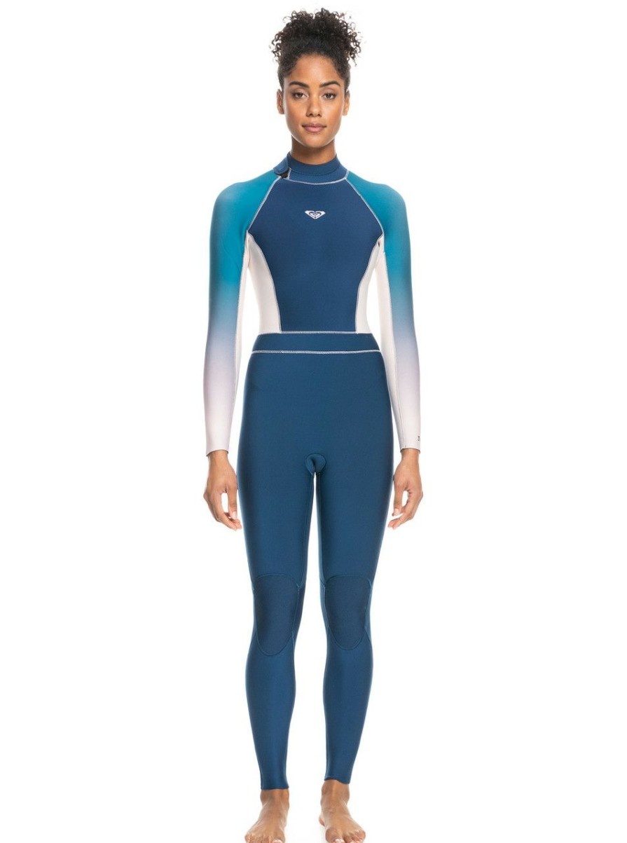 Surf * | New Threads Roxy Rise Collection 3/2Mm Back Zip Womens Fullsuit Bqp0-Iodine Blue