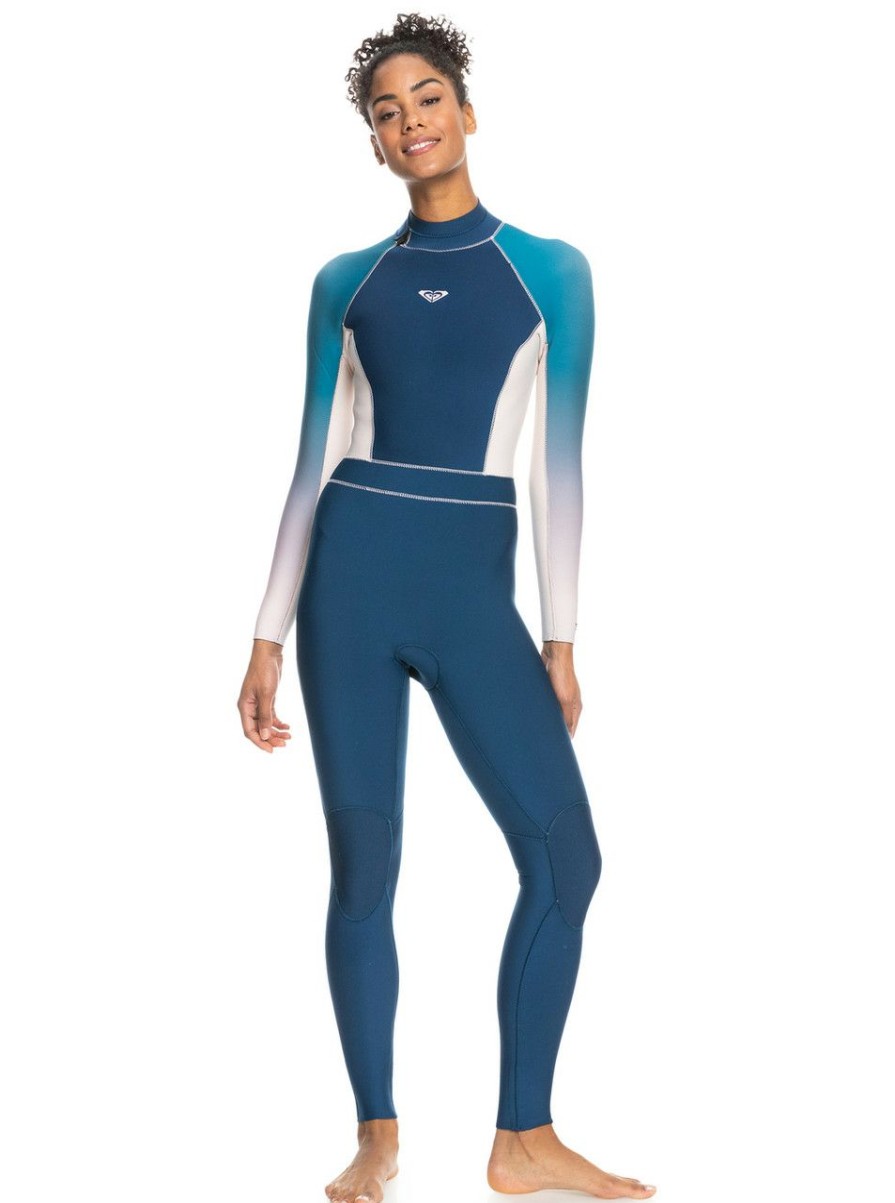 Surf * | New Threads Roxy Rise Collection 3/2Mm Back Zip Womens Fullsuit Bqp0-Iodine Blue