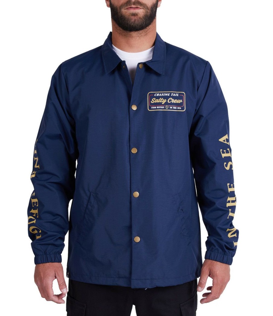 Mens * | Special Offers Salty Crew Marina Coaches Jacket Navy