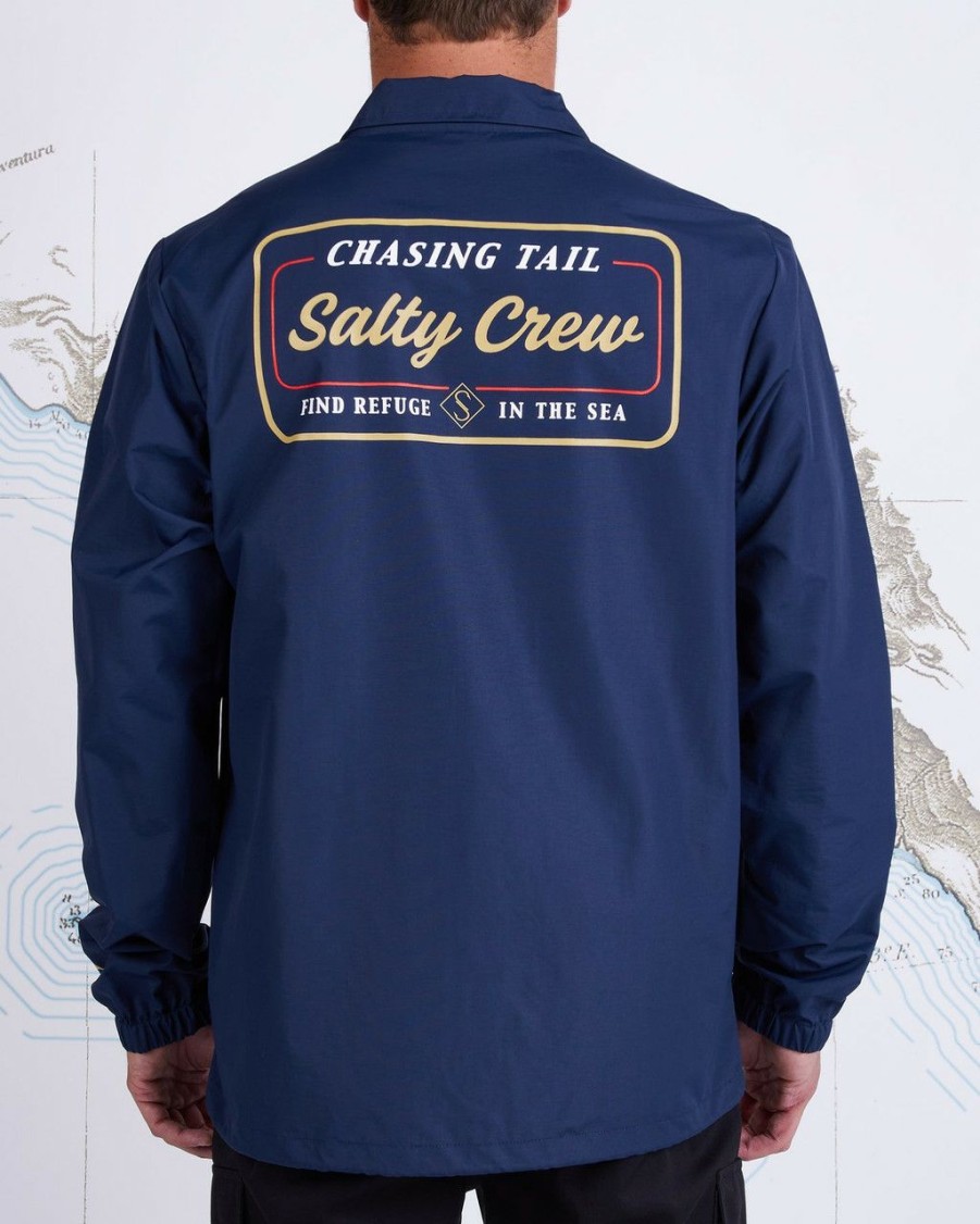 Mens * | Special Offers Salty Crew Marina Coaches Jacket Navy