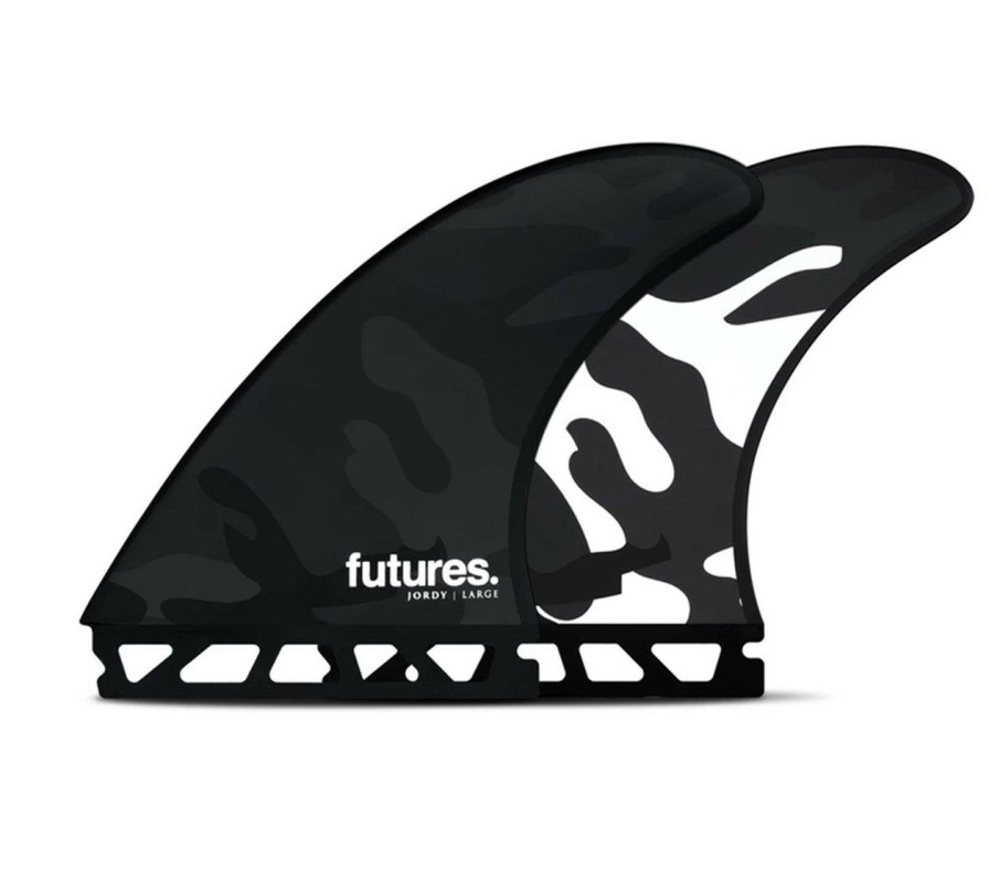 Surf * | Unique Futures Fins Jordy Honeycomb Thruster Set Black-White Camo L