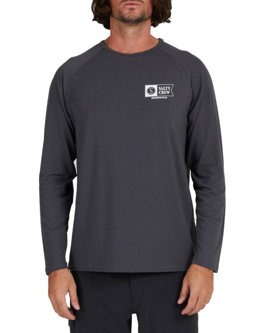 Mens * | Bargain Sale Salty Crew Mariner Uv L/S Charcoal