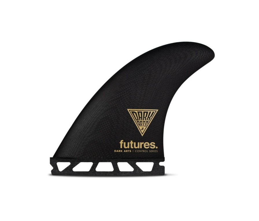 Surf * | Crazy Deals Future Fins Dark Arts Control Series Thruster Set Black-Gold L