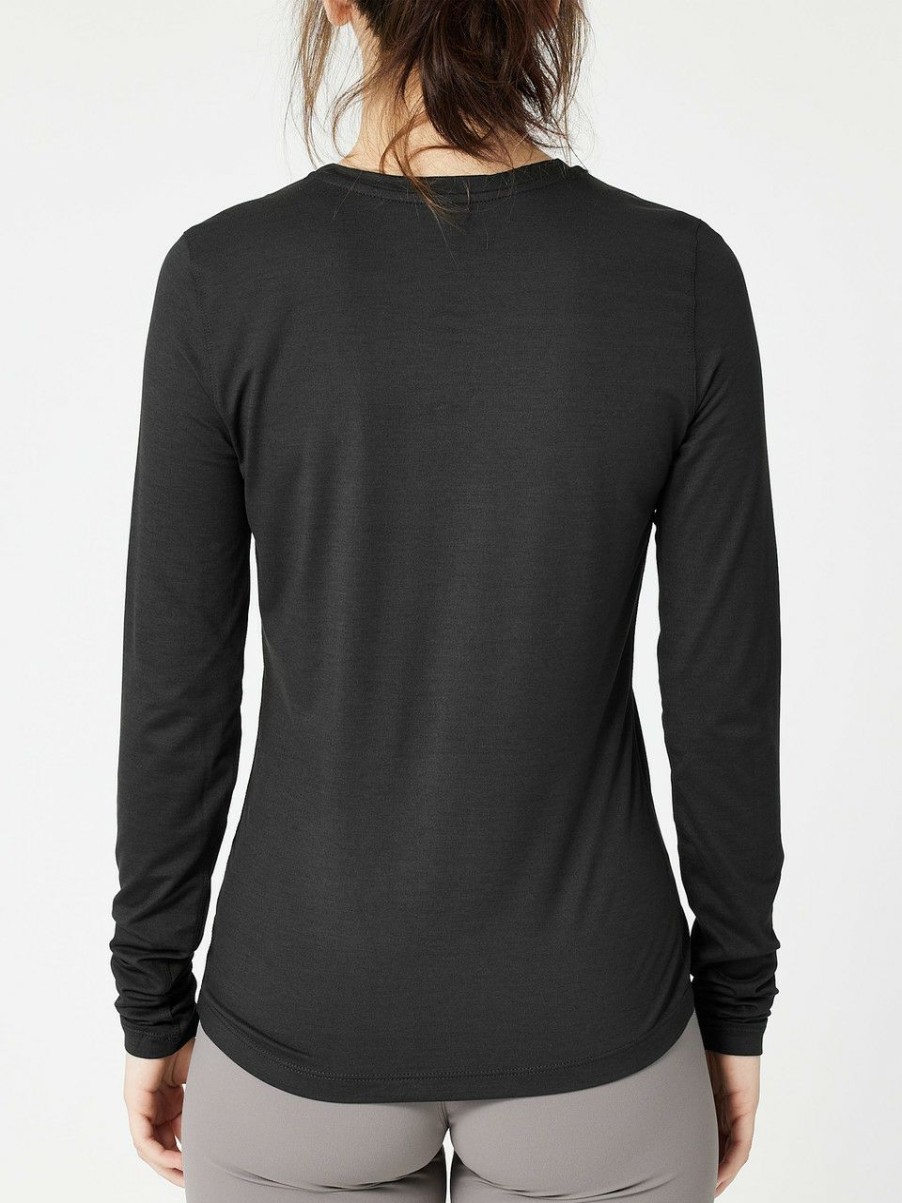 Womens * | Popular Vuori Lux Ls Crew Hbk-Blackheather