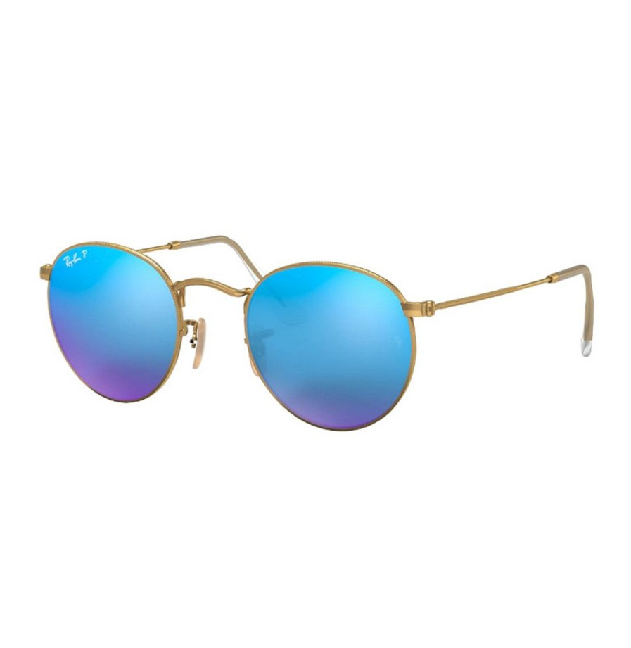 Mens * | Cheaper Ray Ban Round Metal Polarized Sunglasses Bluemirror