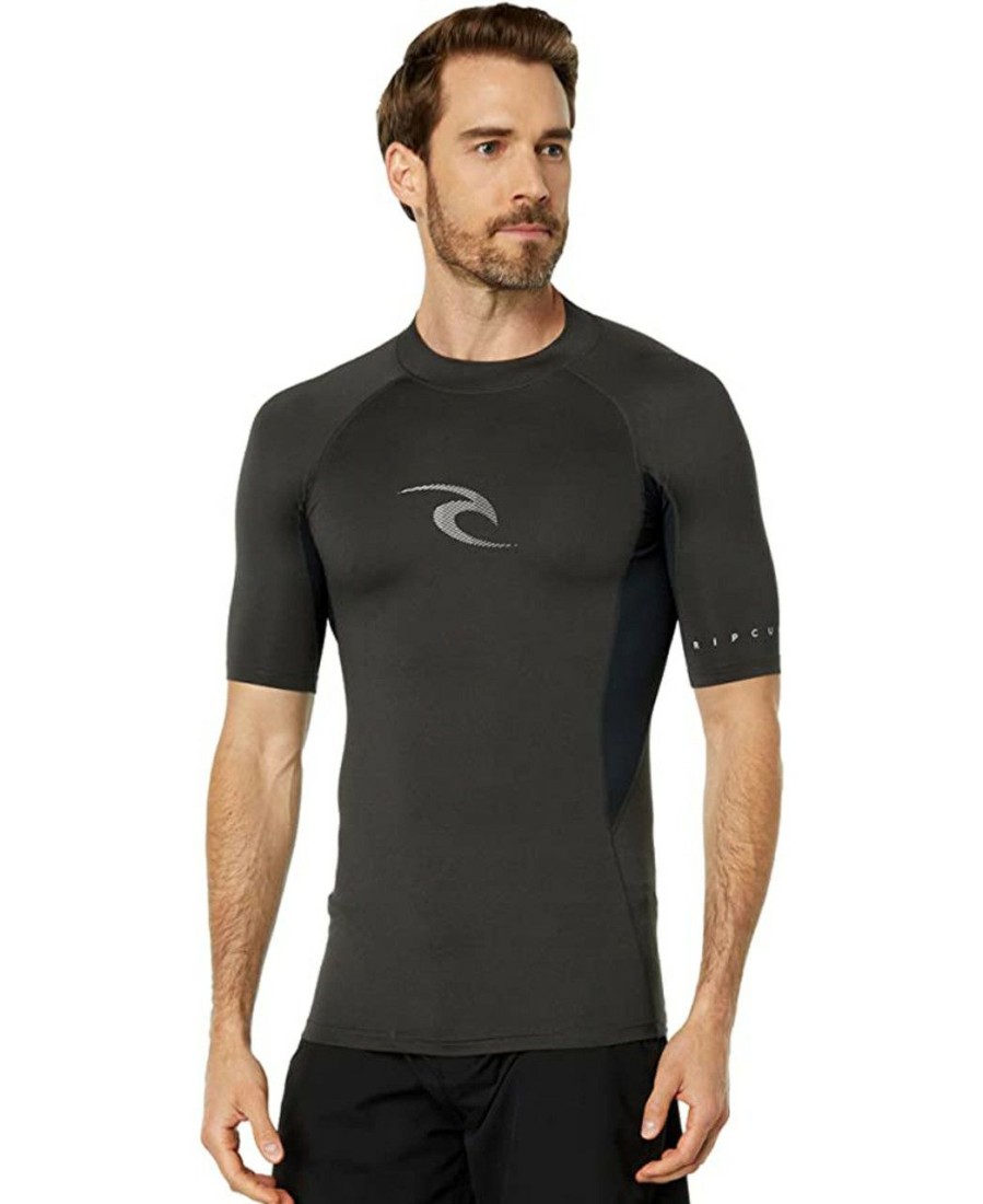 Mens * | Classical Rip Curl Wave Ss Uv Rashguard 3442-Blackmarle