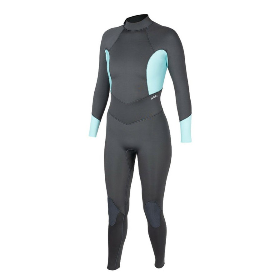 Surf * | Crazy Deals Xcel Axis X 3/2Mm Back-Zip Womens Fullsuit Ggl-Graphite-Glacier Blue