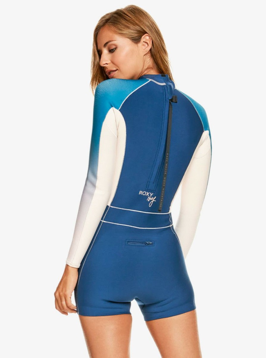 Surf * | Clearance Sale Roxy Rise Collection 1.5Mm Ls Back Zip Womens Springsuit Bqp0-Iodine Blue