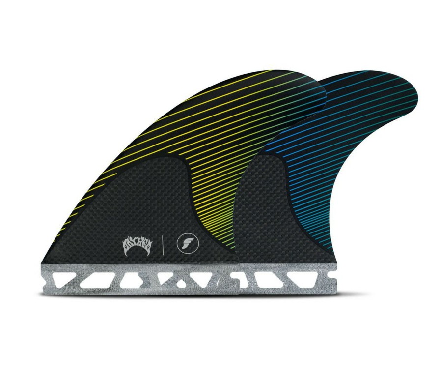 Surf * | Online Discount Future Fins Mayhem Honeycomb-Carbon Thruster Set Yellow-Blue Medium