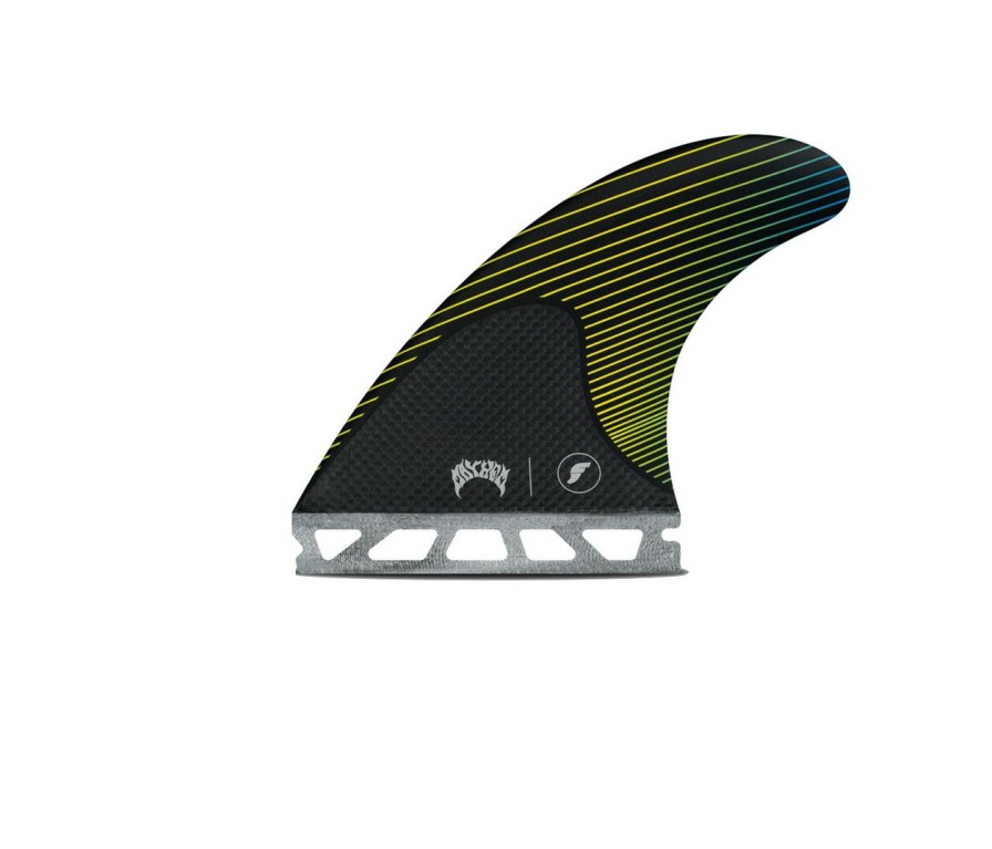 Surf * | Online Discount Future Fins Mayhem Honeycomb-Carbon Thruster Set Yellow-Blue Medium